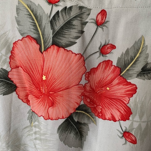 Retro 1950s HAVANA JACKS CAFE Hibiscus CROPPED Camp HAWAIIAN SHIRT with/ Tie - Picture 7 of 10